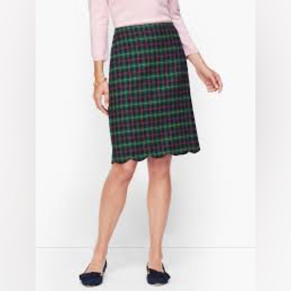Talbots Green Plaid A line Skirt, Size 10